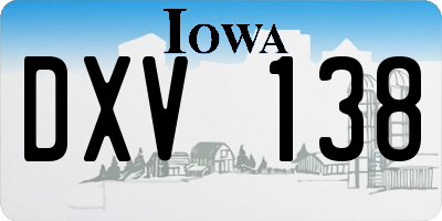 IA license plate DXV138