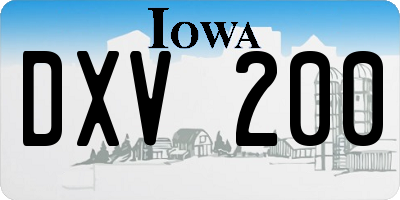 IA license plate DXV200