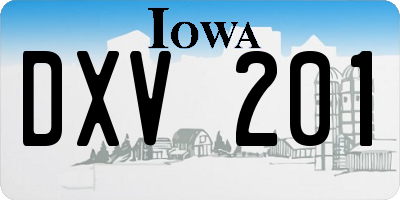 IA license plate DXV201