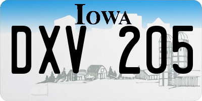 IA license plate DXV205