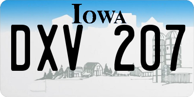 IA license plate DXV207