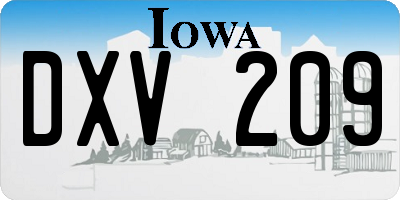 IA license plate DXV209