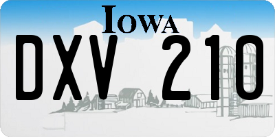 IA license plate DXV210