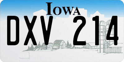 IA license plate DXV214