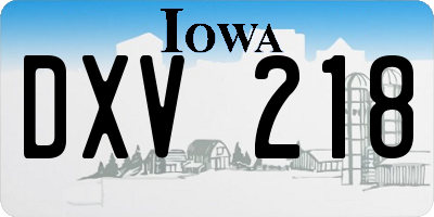 IA license plate DXV218