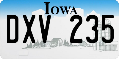 IA license plate DXV235