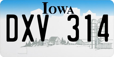 IA license plate DXV314