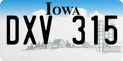 IA license plate DXV315