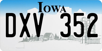 IA license plate DXV352