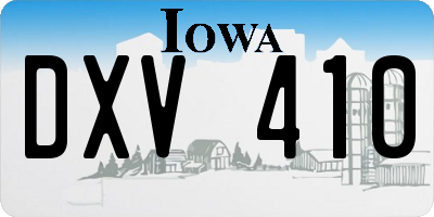 IA license plate DXV410