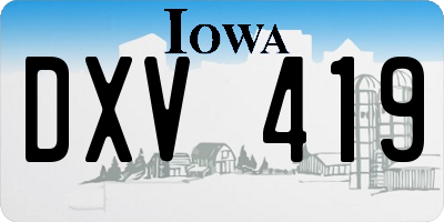 IA license plate DXV419