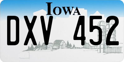 IA license plate DXV452