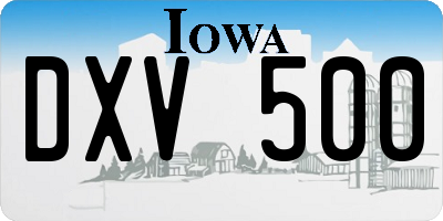 IA license plate DXV500