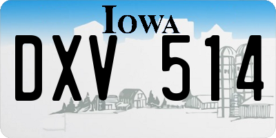 IA license plate DXV514