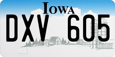 IA license plate DXV605
