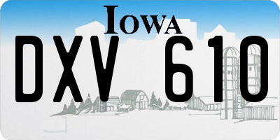 IA license plate DXV610
