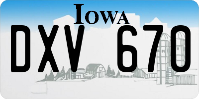 IA license plate DXV670