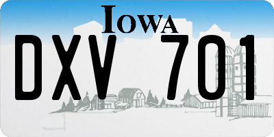 IA license plate DXV701