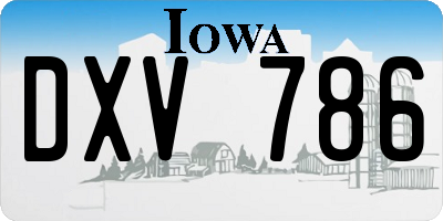 IA license plate DXV786