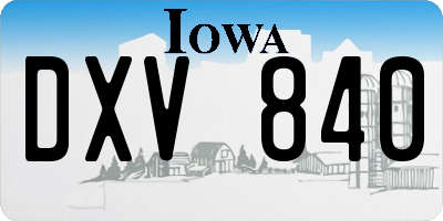 IA license plate DXV840