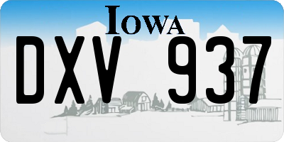 IA license plate DXV937