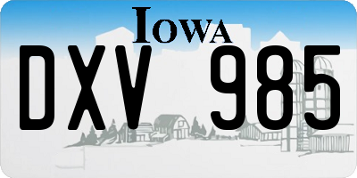 IA license plate DXV985