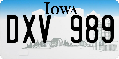 IA license plate DXV989