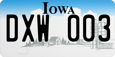 IA license plate DXW003
