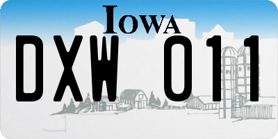 IA license plate DXW011