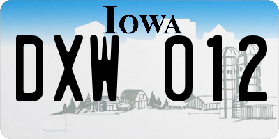 IA license plate DXW012