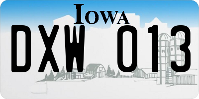 IA license plate DXW013