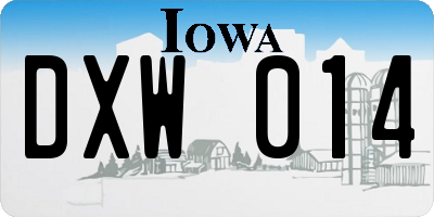 IA license plate DXW014