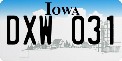 IA license plate DXW031