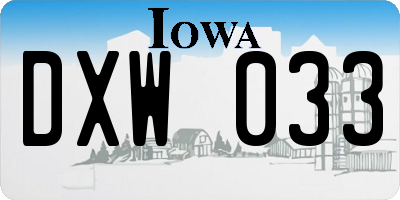 IA license plate DXW033