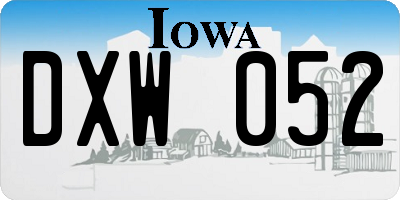 IA license plate DXW052