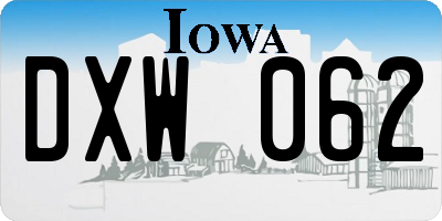 IA license plate DXW062