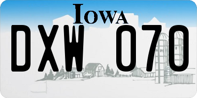IA license plate DXW070