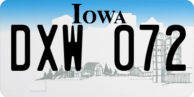 IA license plate DXW072