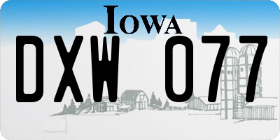 IA license plate DXW077