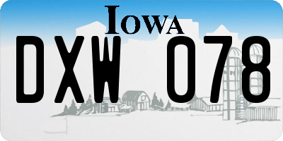 IA license plate DXW078