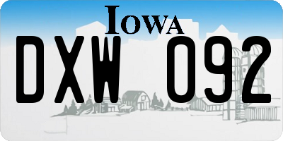 IA license plate DXW092