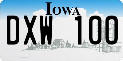 IA license plate DXW100