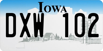 IA license plate DXW102