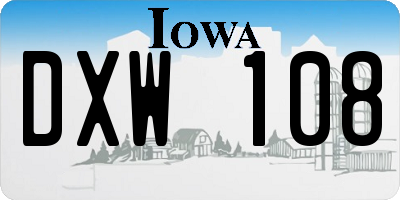 IA license plate DXW108