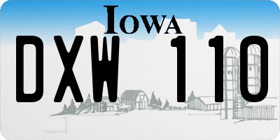 IA license plate DXW110