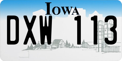 IA license plate DXW113