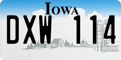 IA license plate DXW114
