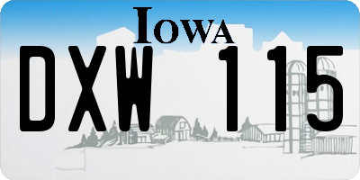 IA license plate DXW115