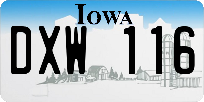 IA license plate DXW116