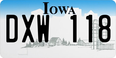 IA license plate DXW118